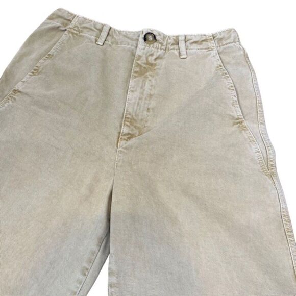 ZARA Khaki Denim Tan Wide Leg Women's Pants Trousers Size 6 - Picture 2 of 10